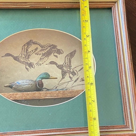 Chris Leiter Carved Wood Mallard Duck Decoy Signed & Numbered Shadowbox Art - Picture 9 of 10